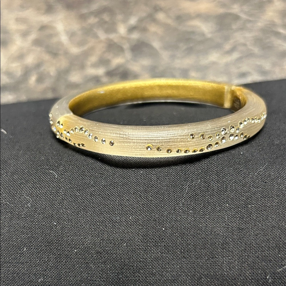 Alexis Bittar - Champagne Colored Hinge Lucite Bangle Bracelet with Crystals.
